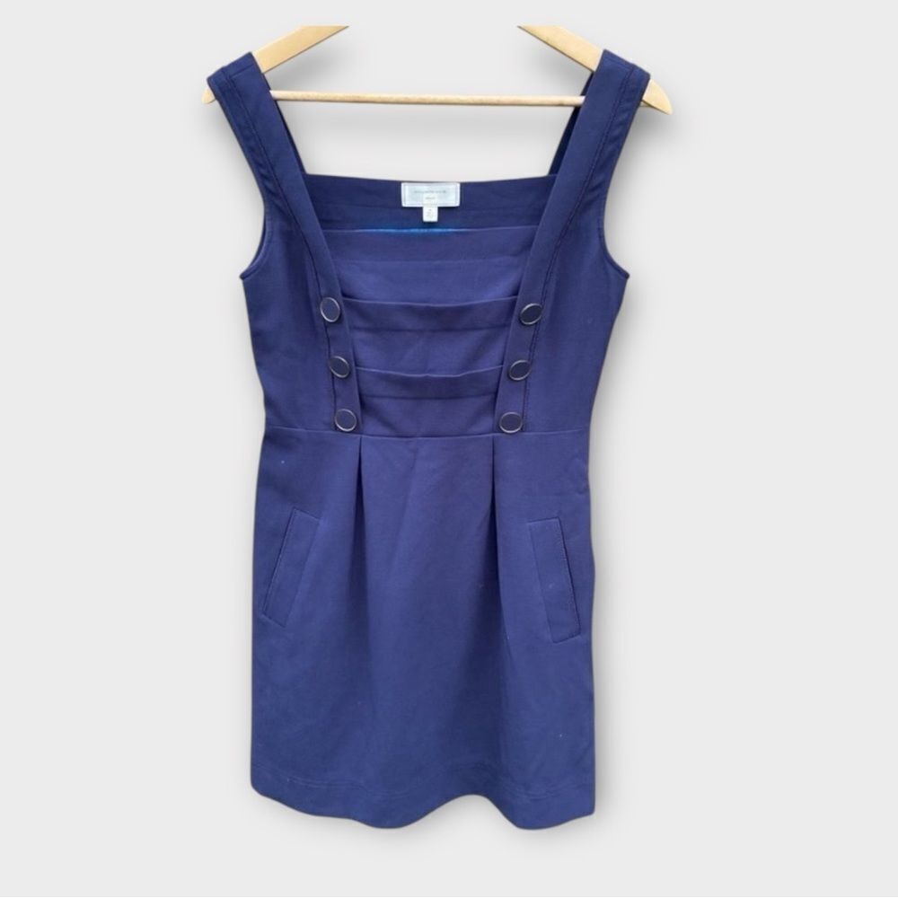 Anthro Moulinette Soeurs Dress Blue Lined Sailor Buttons Navy Nautical Sz 4